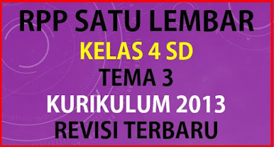 RPP 1 Lembar Kelas 4 SD Tema 3 Kurikulum 2013 Revisi Terbaru