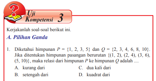 Jawaban Buku Matematika Kelas 8 Uji Kompetensi 3 Hal 127 134 Diketahui Himpunan P Pentium Sintesi