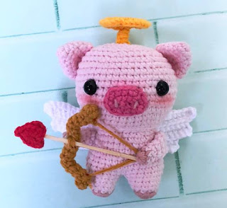 PATRON GRATIS CERDO CUPIDO AMIGURUMI 48176 🐷🏹