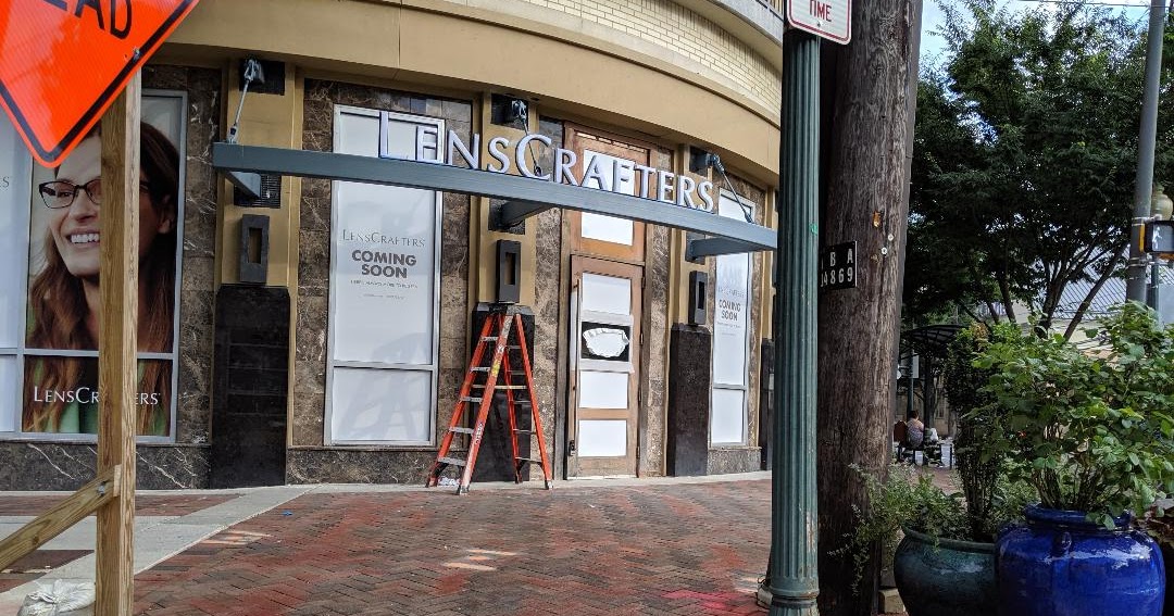 Robert Dyer Bethesda Row Sign installed at LensCrafters at Bethesda Row