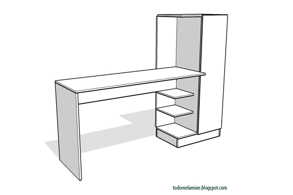Todo Melamine: Planos como hacer un mueble escritorio con estante de