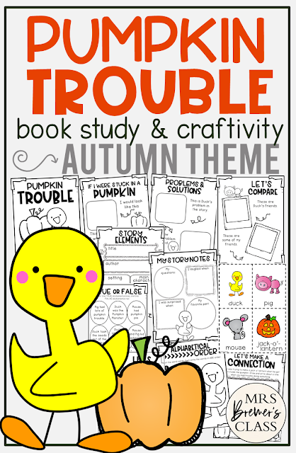 Pumpkin Trouble book study unit Common Core literacy companion activities and craftivity K-1 Pumpkin Trouble book study unit Common Core literacy companion activities and craftivity K-1