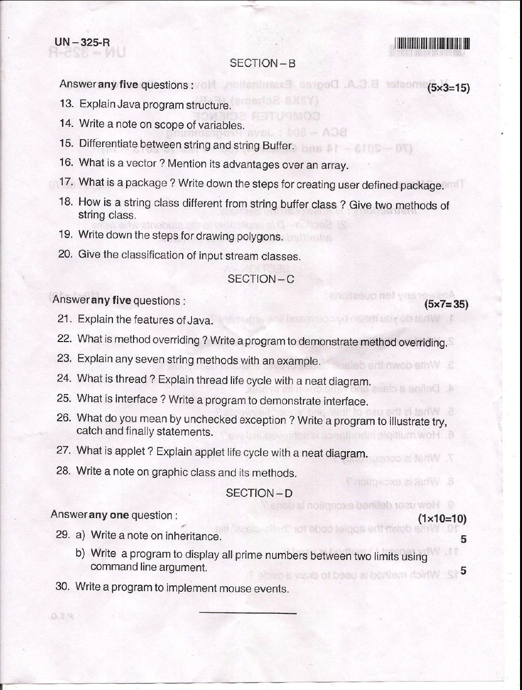 Bangalore University b.c.a. Computer Science Bca - 504 : Java ...