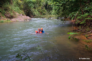 Tropical jungle creek crossing