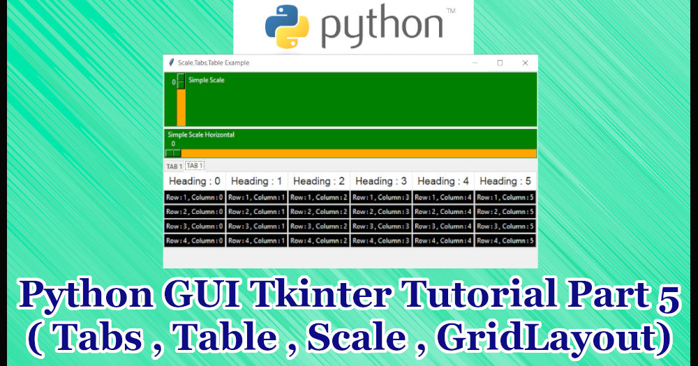 Python GUI Tkinter Tutorial Part 17.5 | Tabs,Slider,Table in Tkinter ...