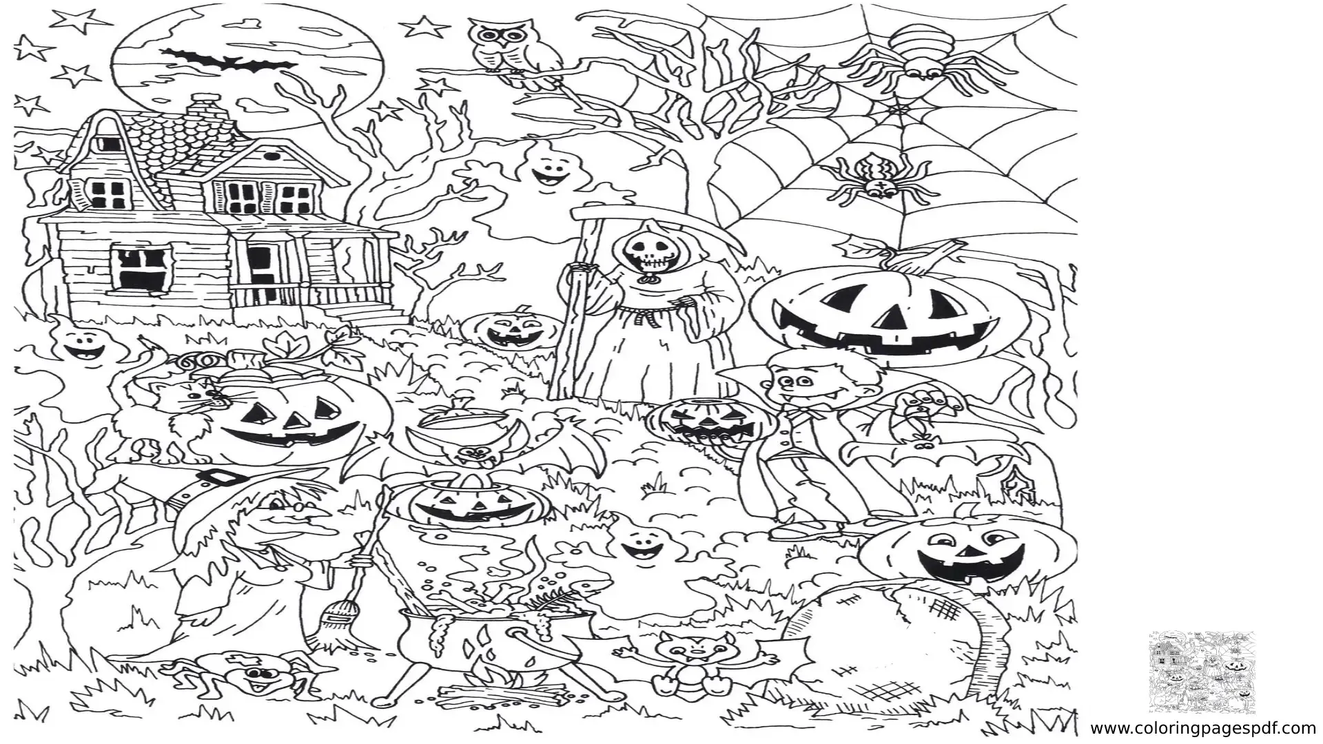 Coloring Page Of A Haunted House On Halloween