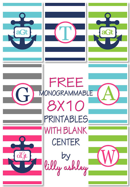 navy free printables initial personalized