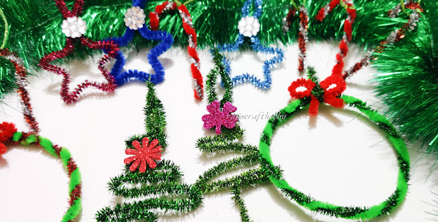 Raji's Craft Hobby: Easy To Make Pipe Cleaner Christmas Ornaments
