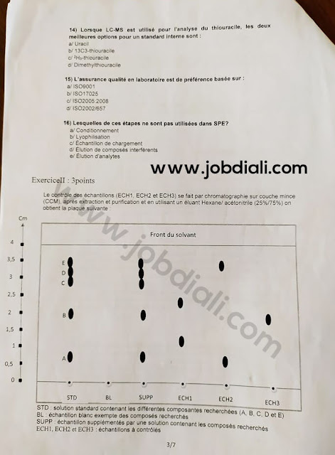 Exemple Concours Administrateurs 2ème grade 2018 (chimie) - ONSSA