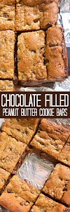 Chocolate Filled Peanut Butter Cookie Bars Recipe