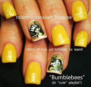 bumblebee nail, opi yellow, indie nails, portlandia nails, retro leaves, rainbow leaves nail, rainbow vine nail, vine nails, bumble bee nail, couture bee, nail art style, parker posie nail, bjork nail, exotic nails, robinmosesnailart, dubstep nail art, party nail art,