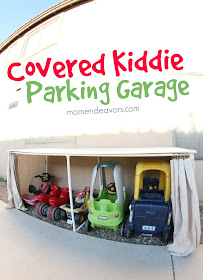 Covered Kiddie Parking garage with PVC pipe ::OrganizingMadeFun.com