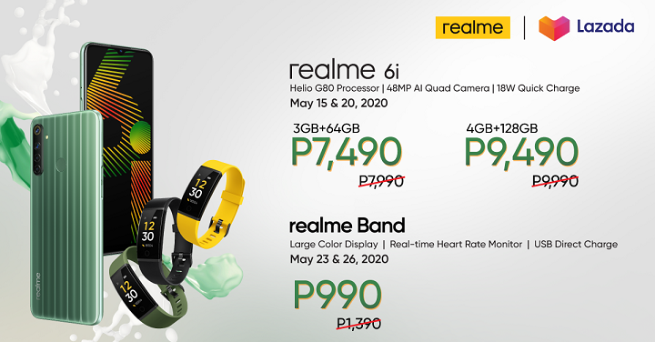Realme 6i, Realme Band Fitness Tracker Flash Sale at Lazada