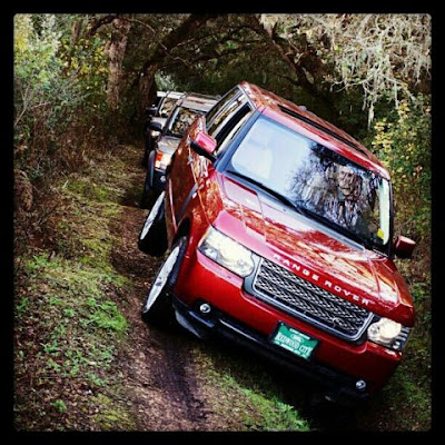 The Range Rover takes on an off-road course at a Land Rover Driving School in Carmel, California. 