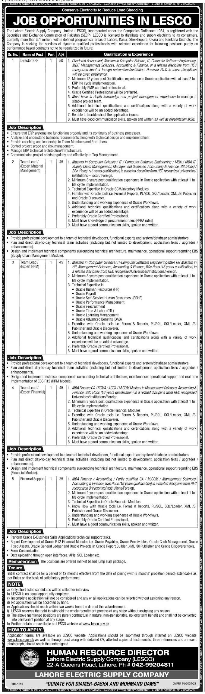 Lahore Electric Supply Company Jobs 2020 in Lahore | Jobbazaar22