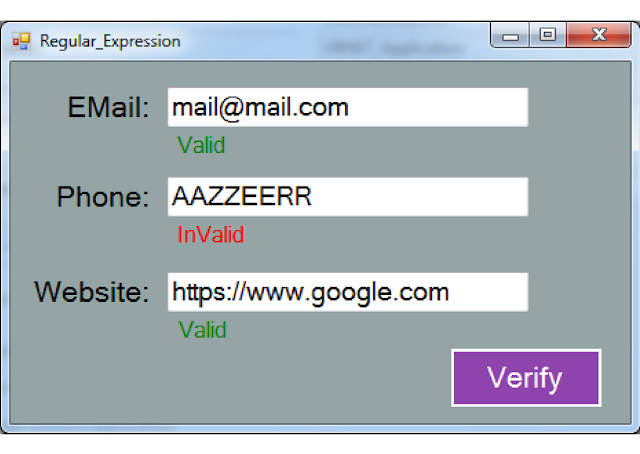 Visula Basic .Net Regular Expressions