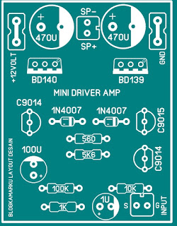 PCB Layot Mini Driver Amplifire Single Suply 12 Volt
