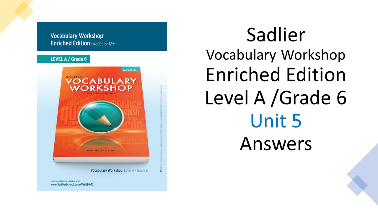 sadlier-vocabulary-workshop-level-a-unit-5-answers