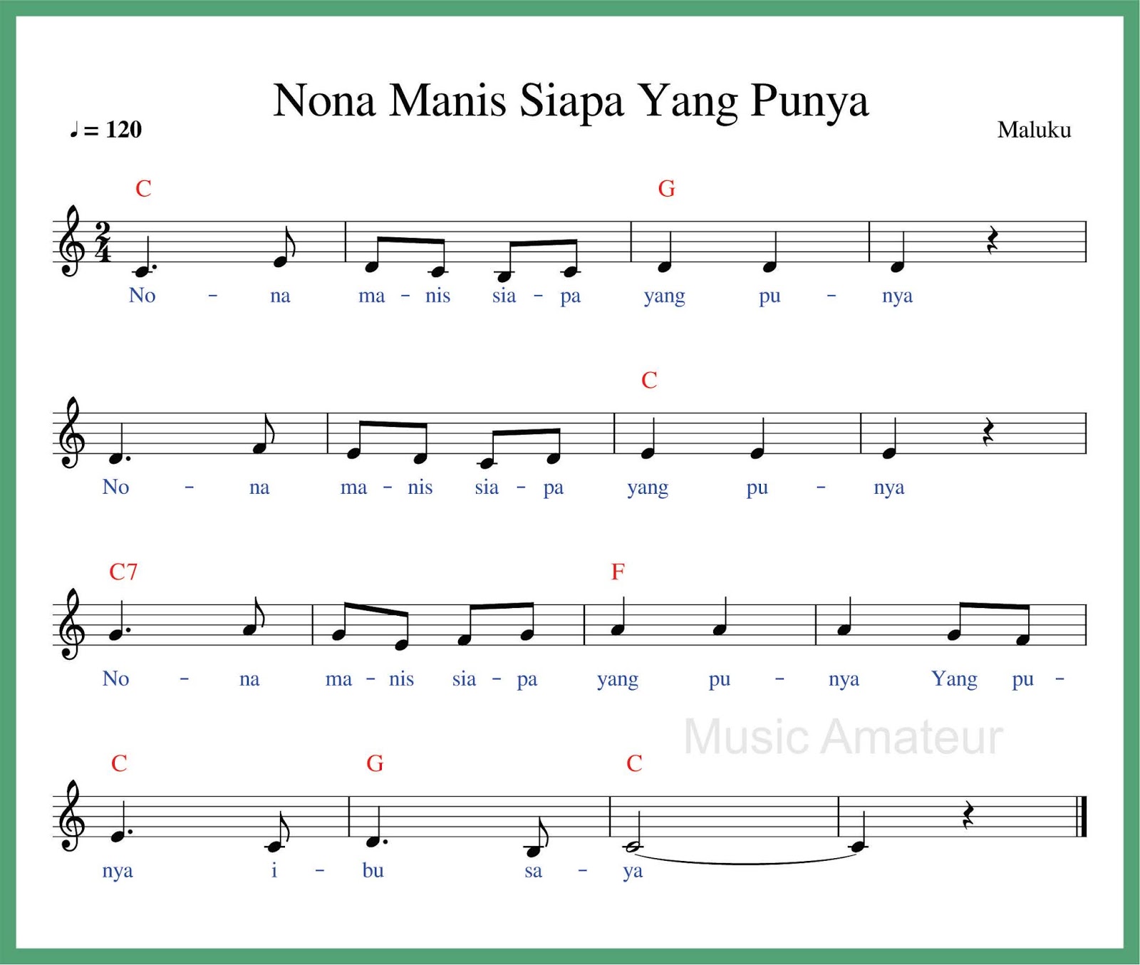 Not Angka Nona Manis Siapa Yang Punya - SEPUTAR MUSIK