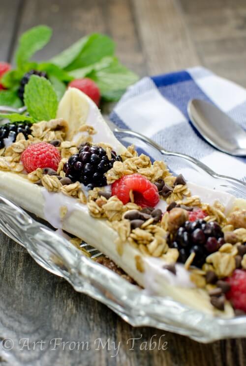 BREAKFAST BANANA SPLIT #dessert  #banana #breakfast #oatmeal #diet