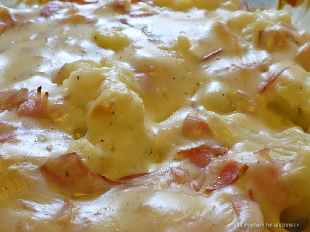 La Cuisine de Myrtille Choufleur sauce béchamel / bacon (ou chorizo)
