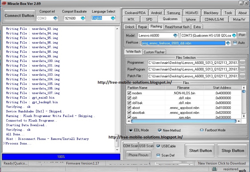 Lenovo A6000 flashing done solution with miracle box