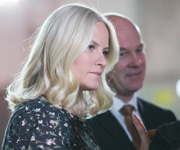 Crown Princess Mette-Marit Style, wore Valentino Print Dress - Spring 2013 Ready-to-Wear and Gianvito Rossi Pumps