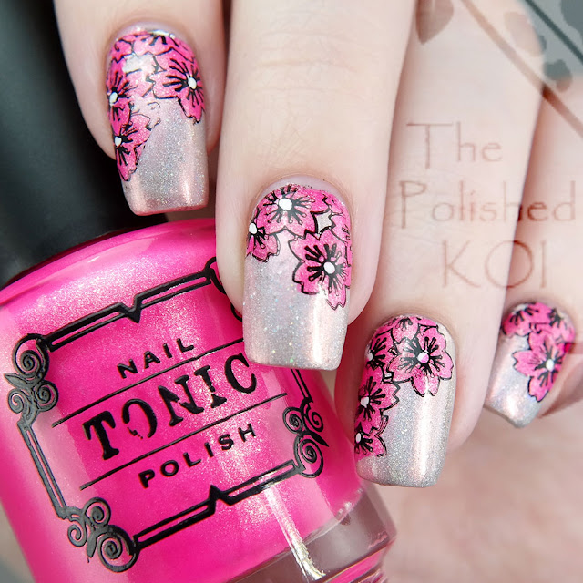 Tonic Polish Tonicspiracy cherry blossom nail art
