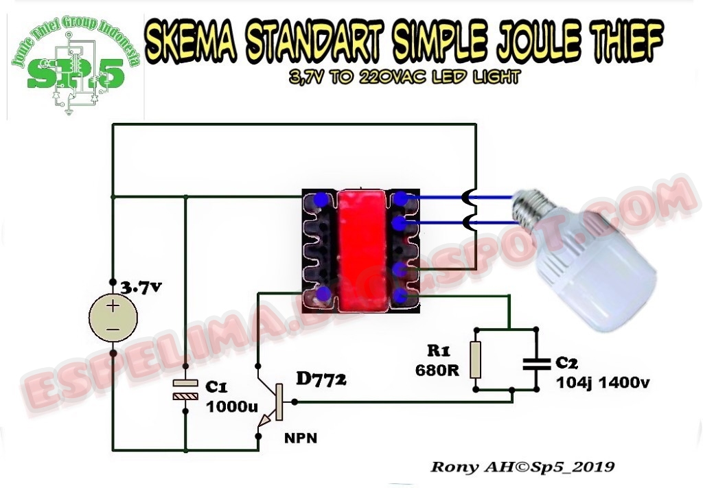 Skema standart Simple Joule Thief mini inverter Skema standart Simple Joule Thief mini inverter