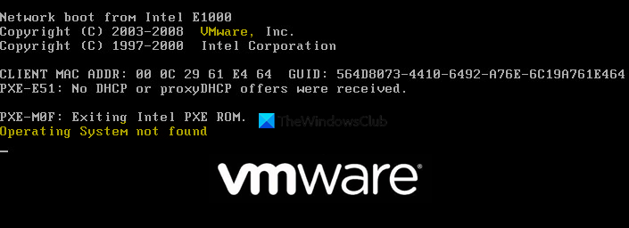 Système d'exploitation VMware introuvable