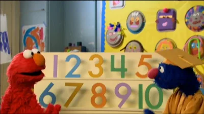 Elmo and Professor Grover counting. Sesame Street Preschool is Cool Counting With Elmo