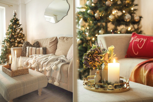 Christmas home interior inspiration in this small home christmas tour. How to style your home for christmas this year on a budget, with lots of decorations re-used from previous years. 