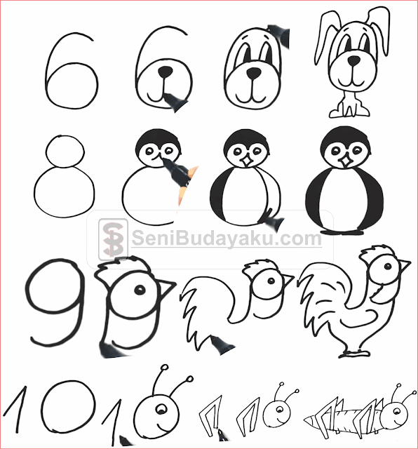 cara menggambar hewan dengan angka