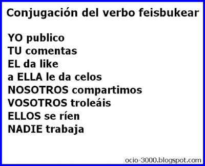 Conjugacion del verbo feisbukiar. Facebook: Yo publico, tu comentas...