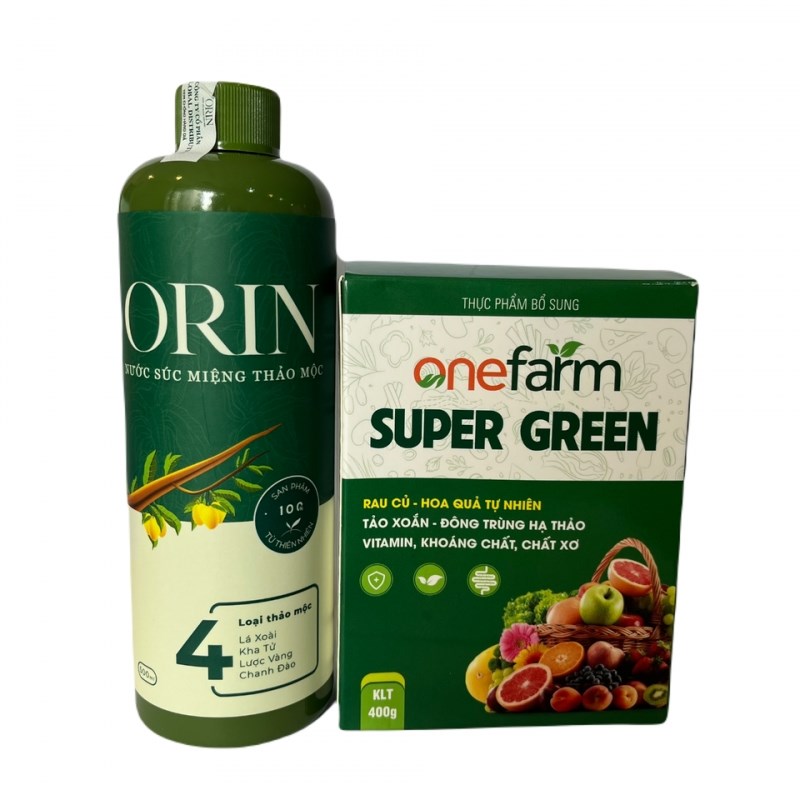 COMBO SỮA THỰC VẬT SUPER GREEN ONEFARM 400G & NƯỚC SÚC MIỆNG ORIN 500ML – ORIN