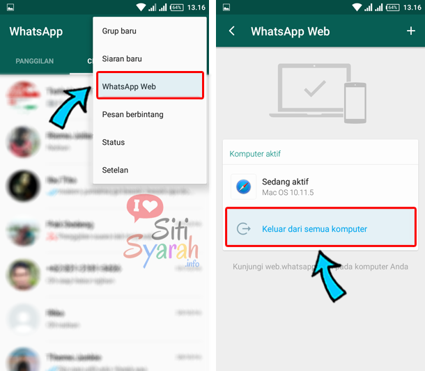 cara keluar dari whatsapp web