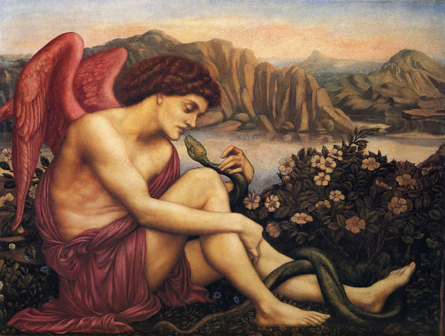 Evelyn de Morgan - The Angel with the Serpent, 1870-1875