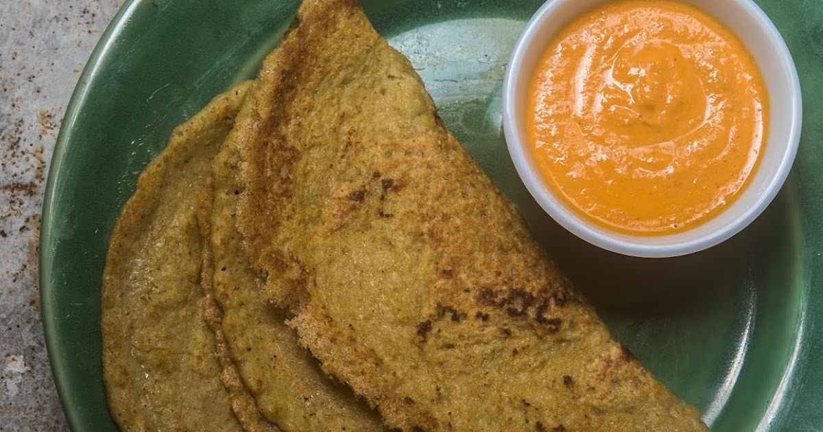 fiber rich barley dosa and a tomato and peanut chutney