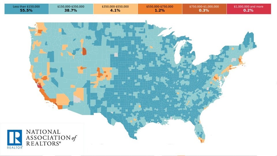 (USA) Average House Prices by County Via. National Association of