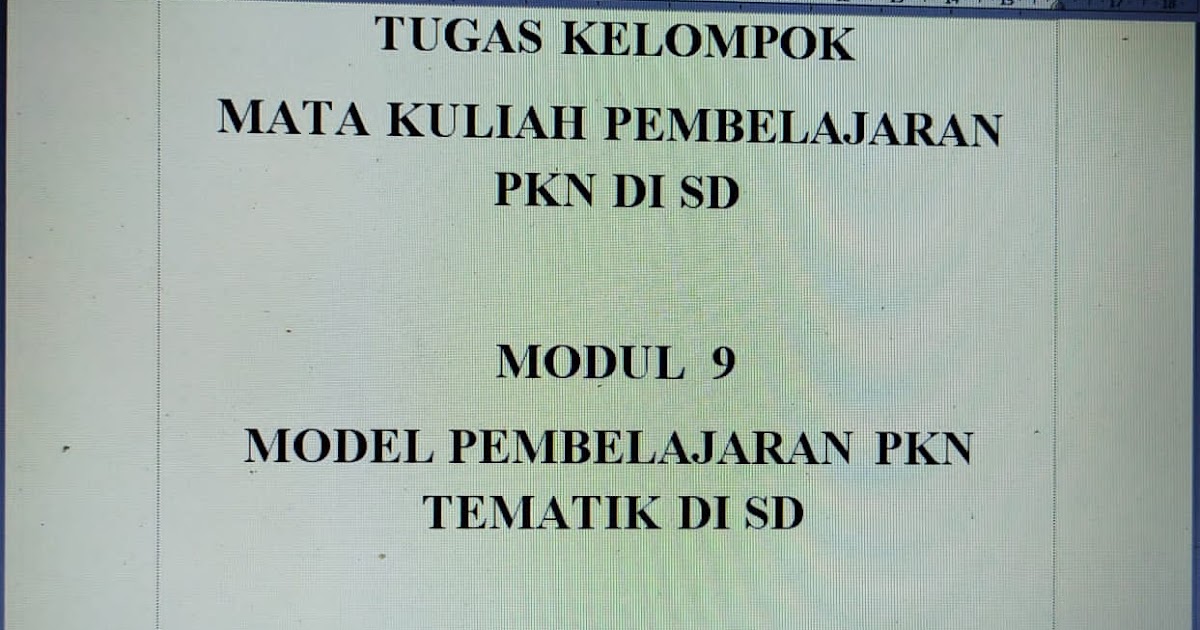 Model Pembelajaran Pkn Tematik Di Sd Wahyudiansyah