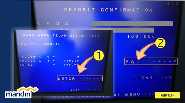 Cara setor tunai uang di ATM Bank Mandiri