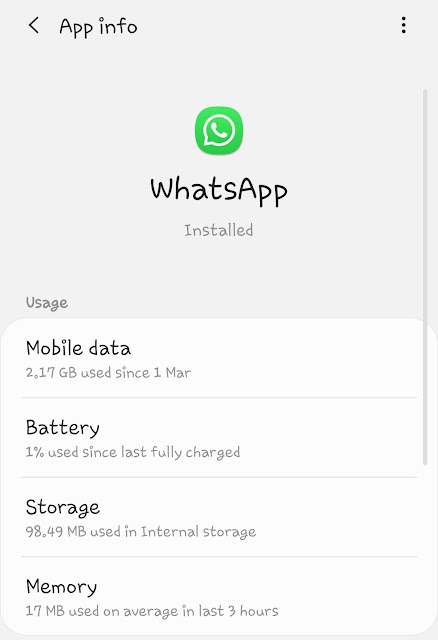 WhatsApp Storage - app info