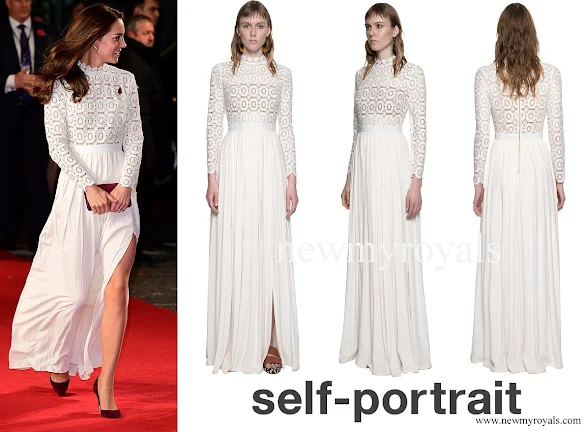 Kate Middleton wore Self-Portrait pleated crochet floral maxi dress