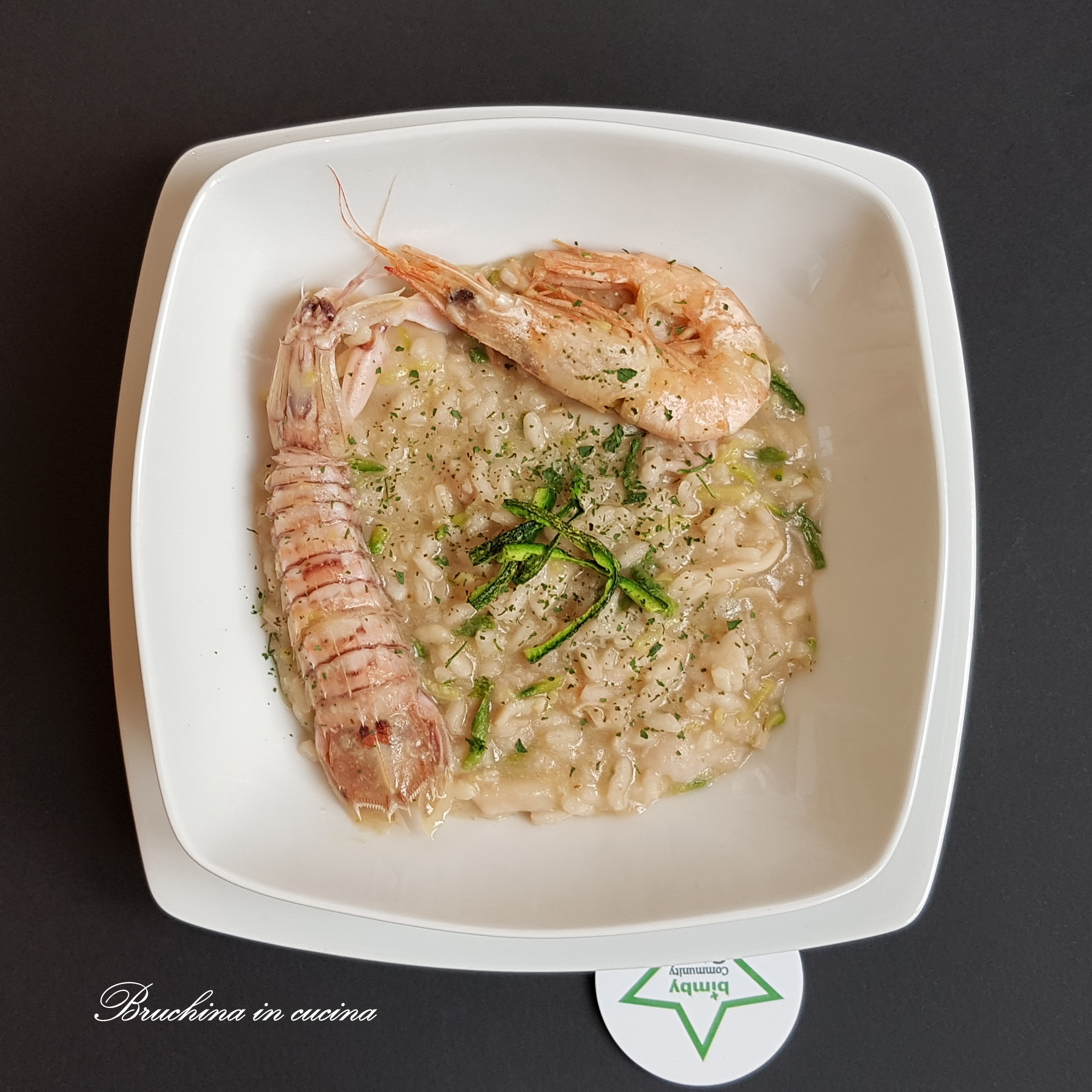 bruchina in cucina Risotto con calamari crostacei e zucchine