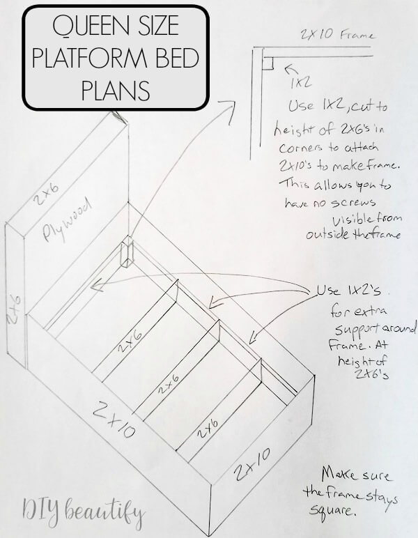 platform bed plans - DIY beautify