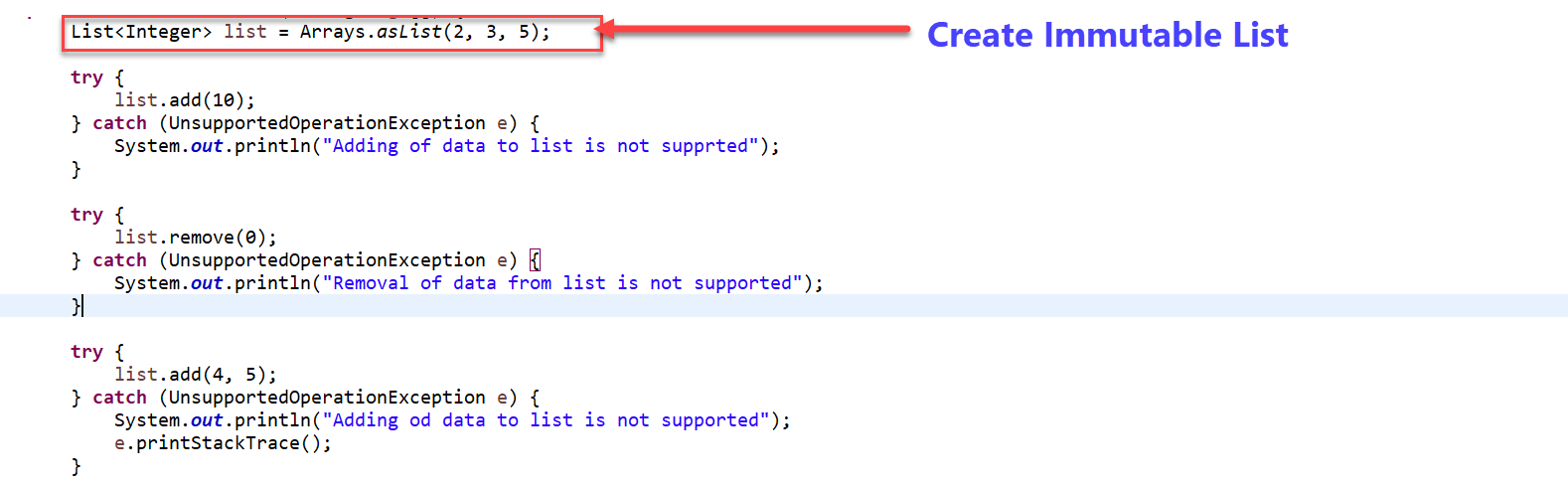 Programming for beginners: Arrays.asList() throws ...