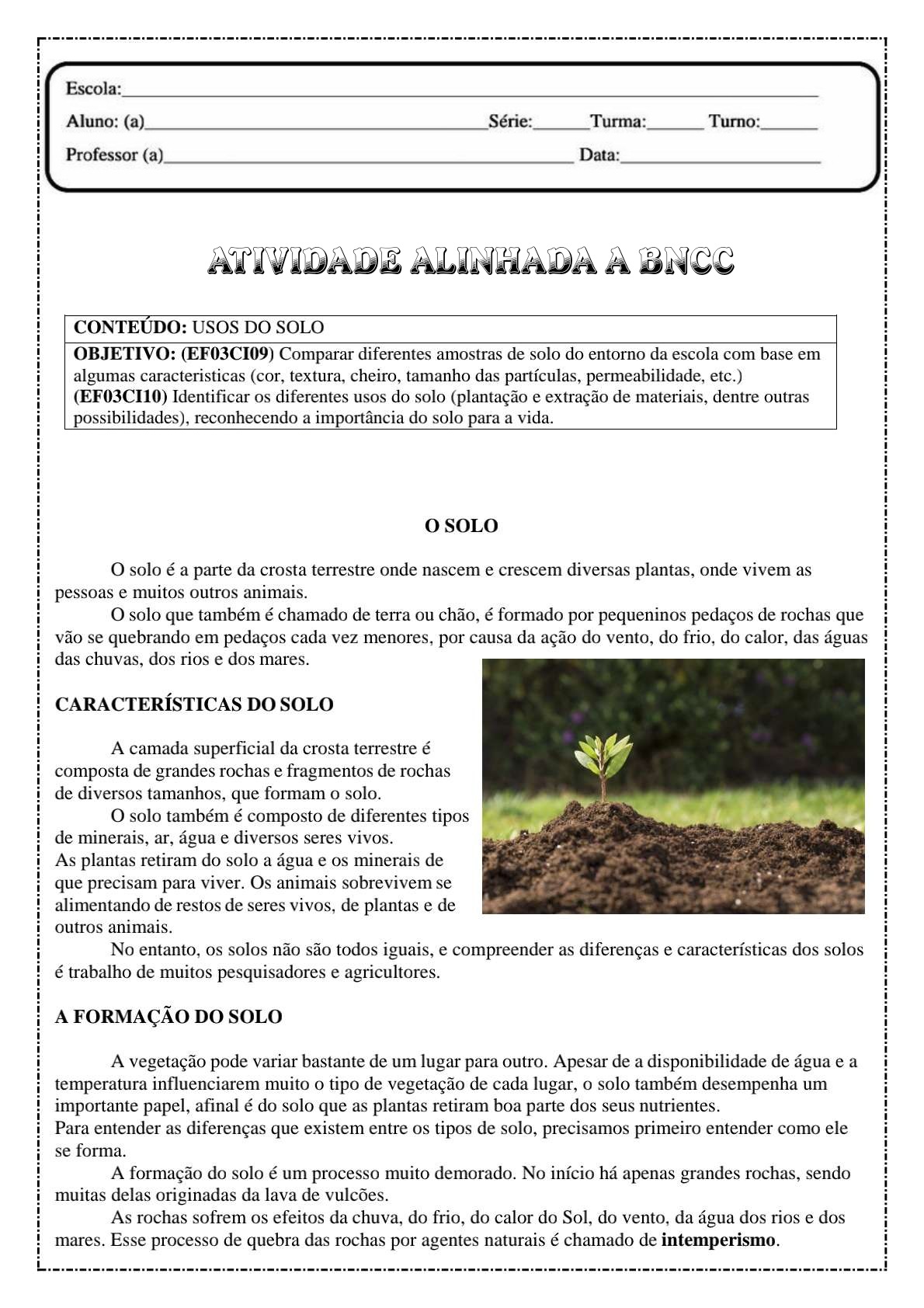 👍Geografia Usos do Solo Atividade de