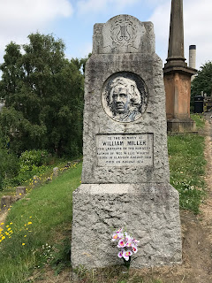 Memorial to William Millar, author of Wee Willie Winkie.  The photo shows a gravestone type memorial with an image of William Millar in the centre.  Photo by Kevin Nosferatu for The Skulferatu Project.