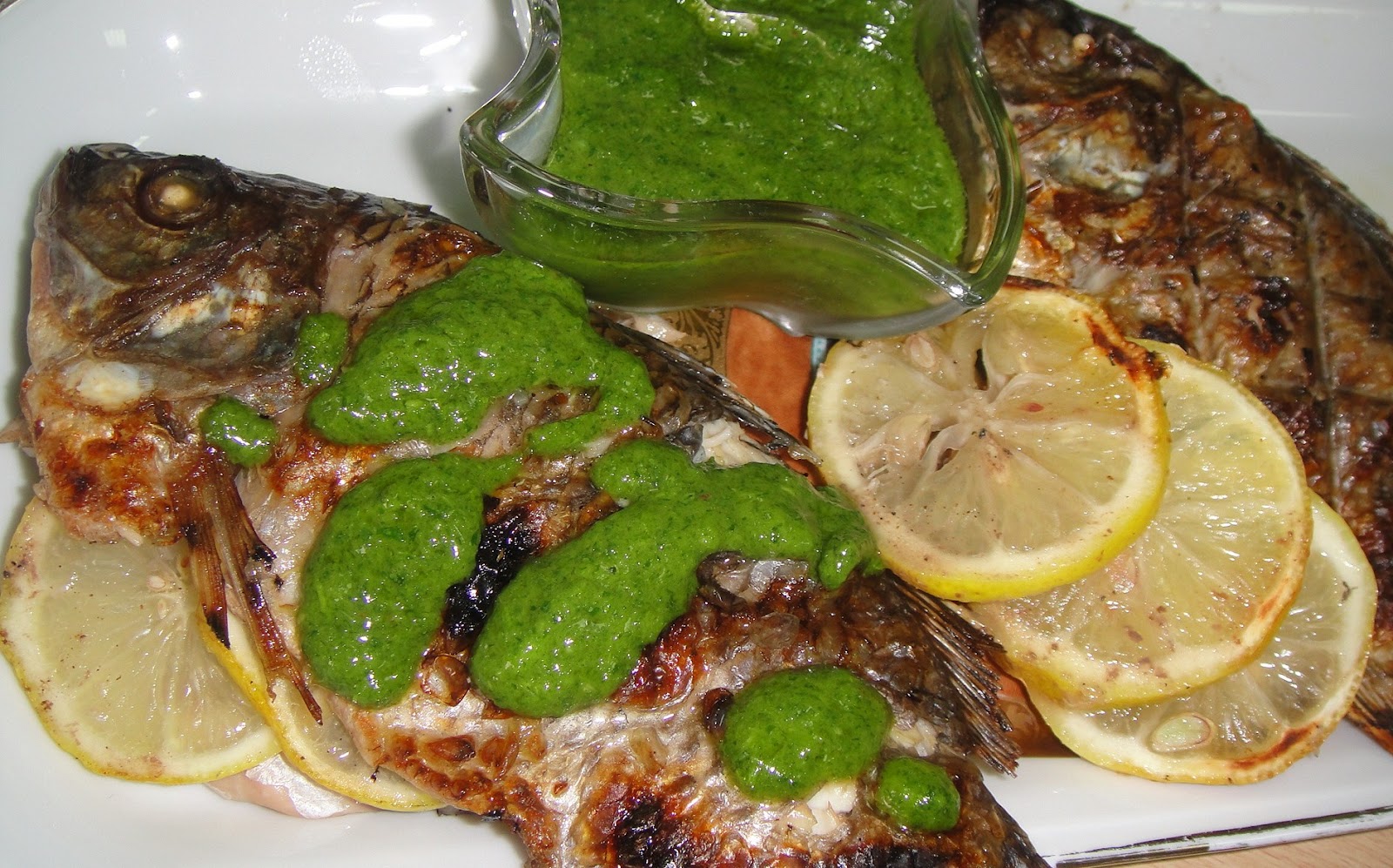 Maryam's Culinary Wonders 90. Grilled Fish with Parsley Sauce