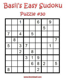 Basil's Easy Sudoku Puzzle #30 Brain Training with Cats ©BionicBasil® Downloadable Puzzle Fur Purrsonal Use Only